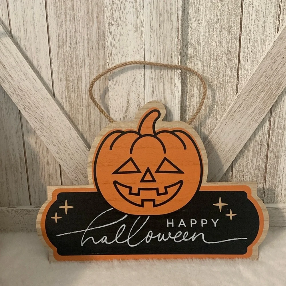 Target BP 2023 Halloween Pumpkin Wooden Hanging Sign